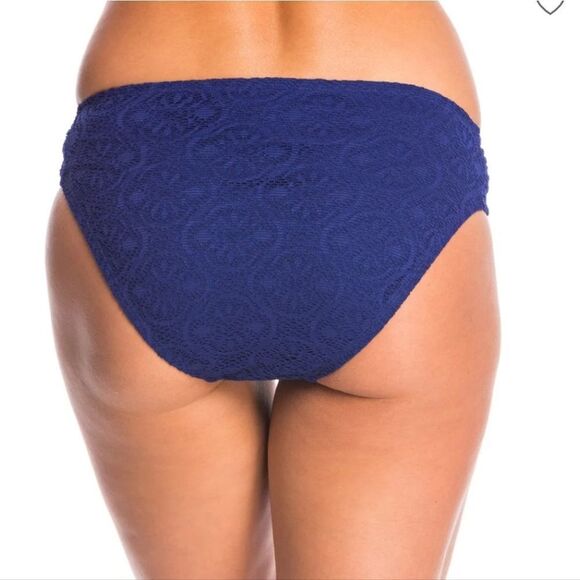 Gottex textured tutti frutti Navy Tab Side textured Hipster Bikini Bottom sz 14 - Picture 5 of 7